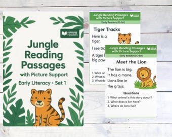 Jungle Reading Passages Bundle | 20 Decodable Stories with Picture Support & Comprehension | Early Reader Printable PDF