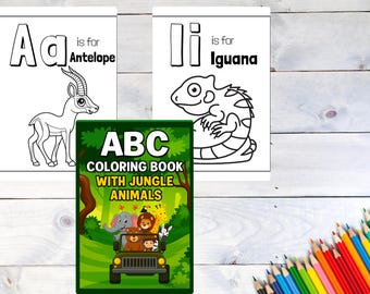 ABC Jungle Animal Coloring Book | A to Z Alphabet Coloring Pages | Preschool Printable | Animal Letters | Jungle Alphabet Tracing Book