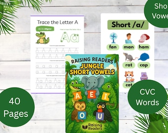 Short Vowel Workbook | CVC Word Practice A–U | Phonics & Reading Activities | Preschool, Kindergarten, Homeschool Printable PDF