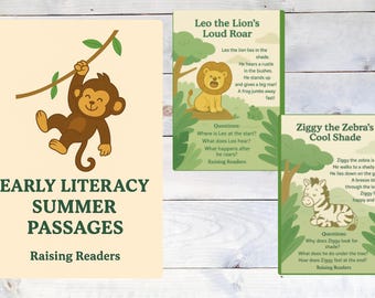 Summer Jungle Reading Passages | Level 2 CVC & Sight Word Stories | Early Reader PDF with Comprehension | Printable Literacy Pack