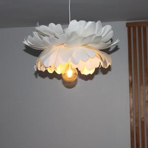 Handmade White Flower Ceiling Light – Modern Petal Pendant Lamp for Bedroom, Living Room or Nursery