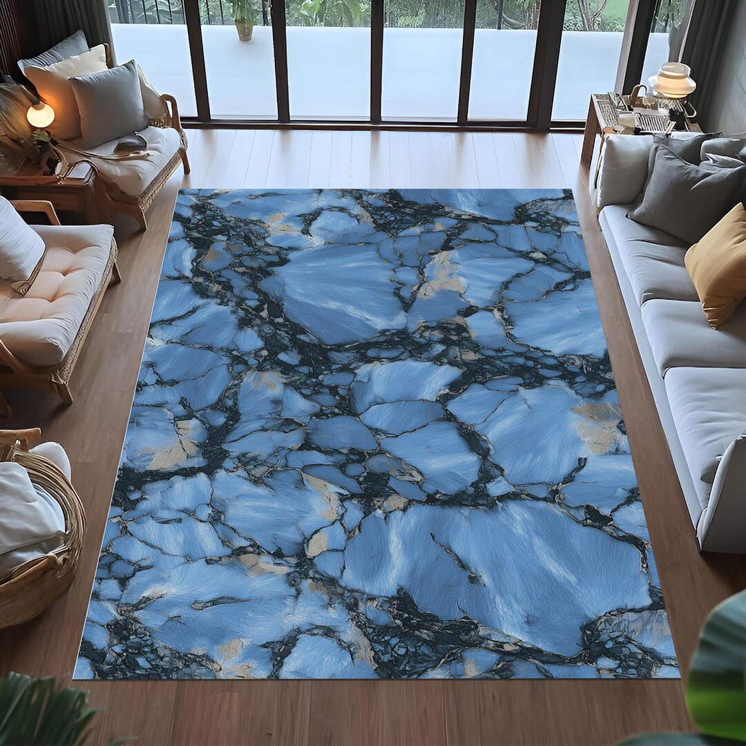 Blue Marble Rug Pattern Blue Marble Rug, Abstract Stone Design, Modern Art - Etsy