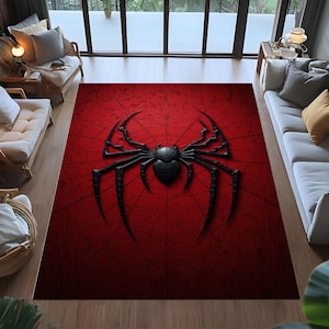 Spider Man Rug, Spiderman Eyes Mat, Superhero Kids Room Decor, Red Comic Carpet for Boys Room, Gamer Room Superhero Rug,Spiderman Ru