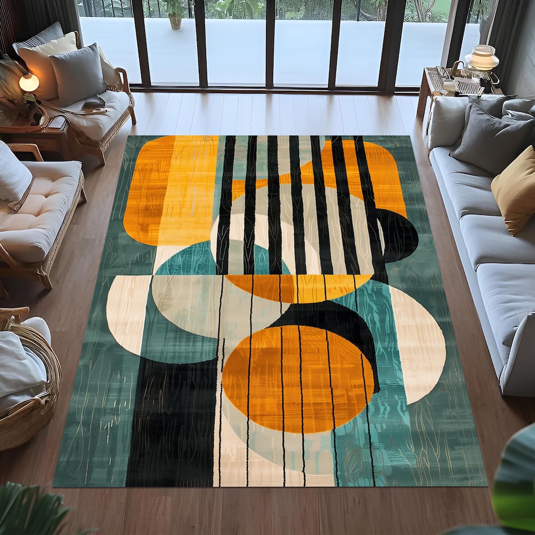 Mid Century Rug Pattern Mid Century Modern Geometric Rug, Colorful Abstract Pattern - Etsy