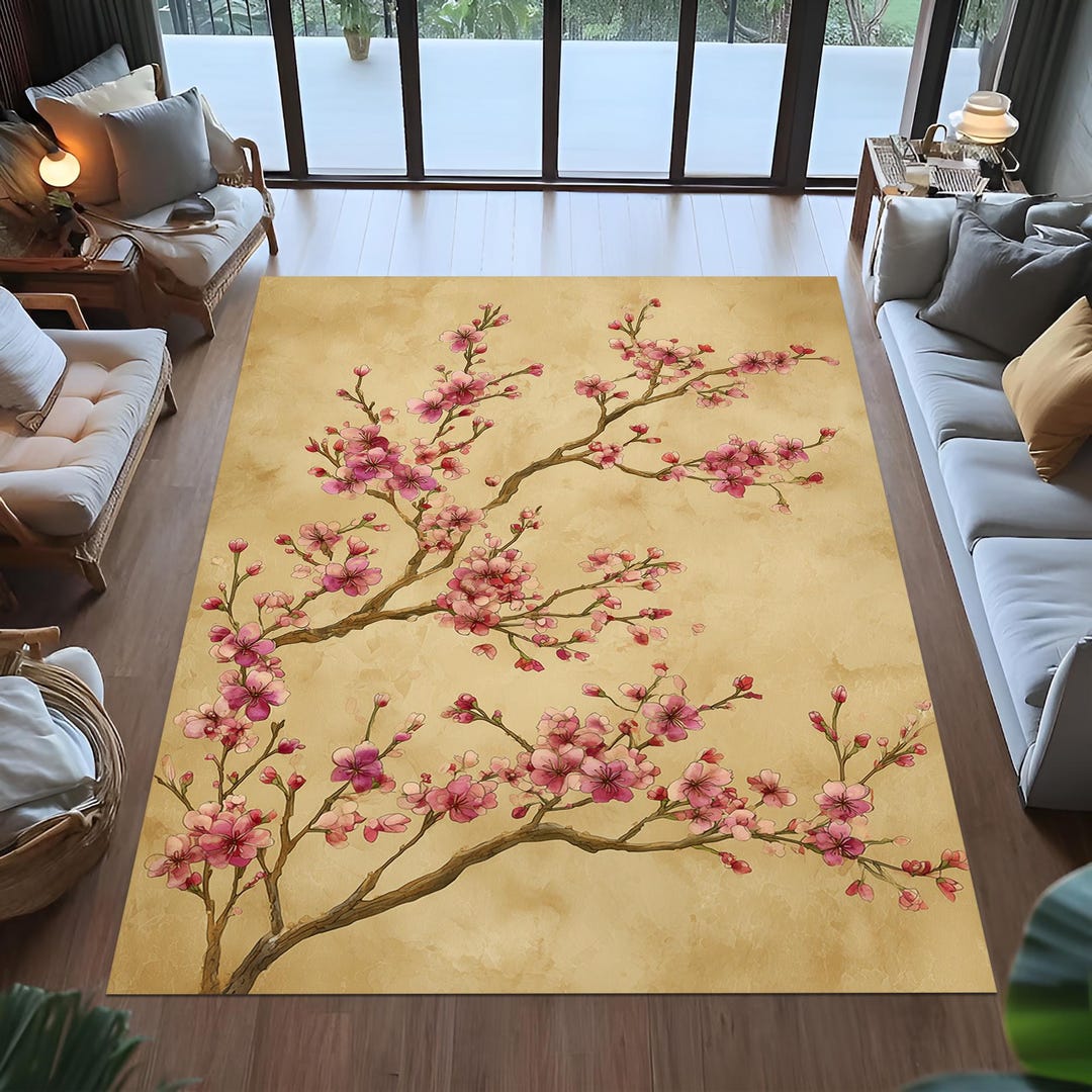 Sakura Rug Cherry Blossom Rug, Japanese Sakura Tree, Asian Decor - Etsy