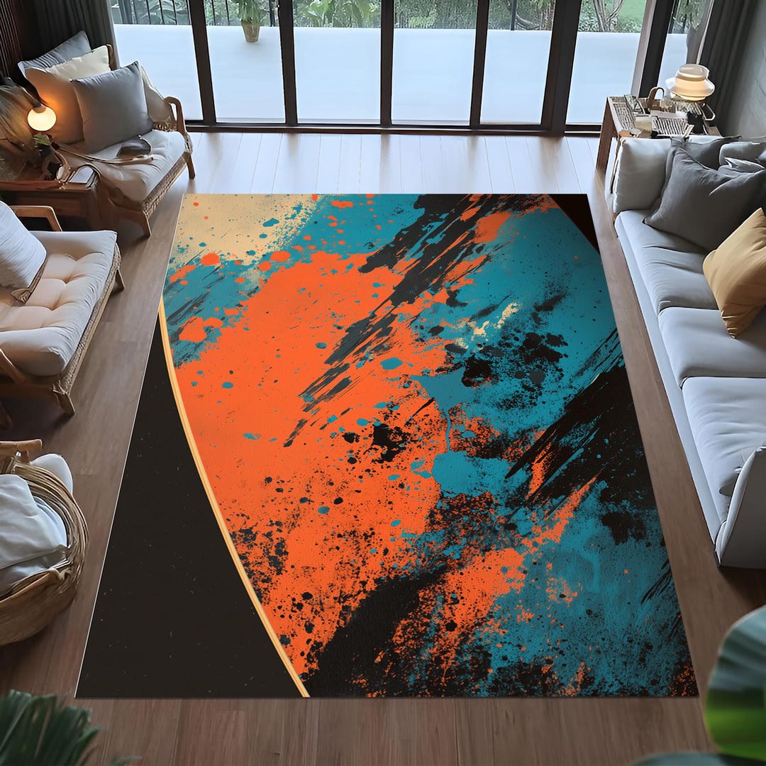 Abstract Paint Splatter Rug, Modern Colorful Graffiti Style - Etsy