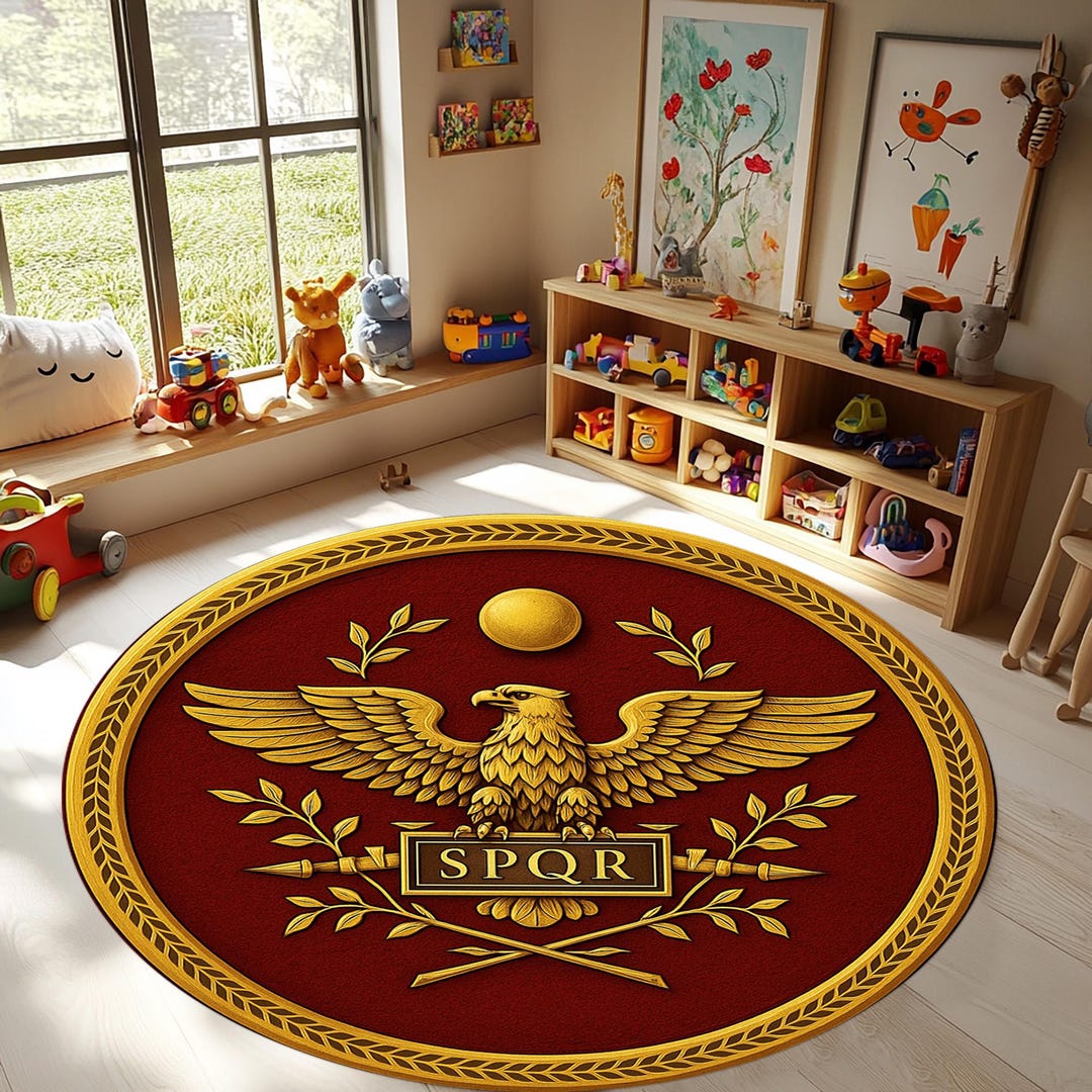 Roman Rug Round SPQR Roman Eagle Round Rug, Legion Design, Kids Room Decor - Etsy