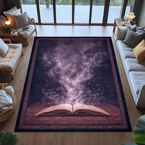 Magical Open Book Rug, Enchanted Library Decor, Reading Nook Carpet