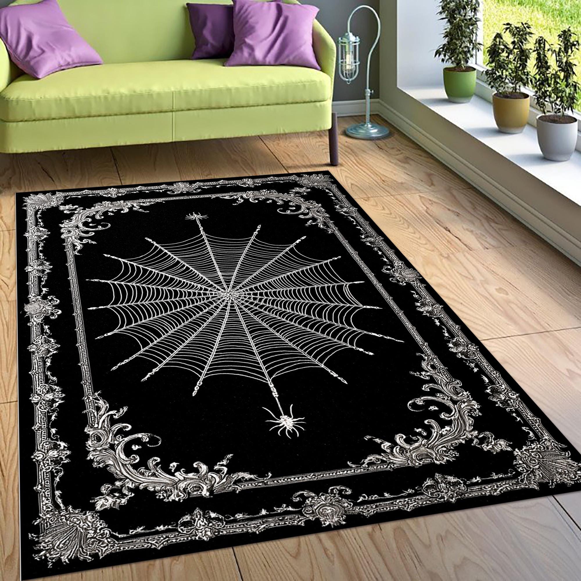 Spider Wed Rug Spiderweb Rug, Gothic Horror, Halloween Decor - Etsy