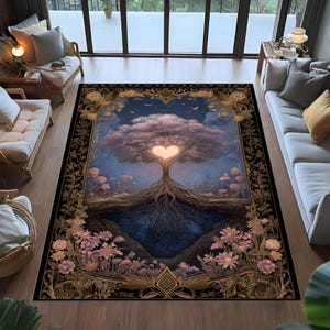 tree of life rug,tree carpet mystical nature art rug,boho rug,elegant boho magic forest floor decor,living room rug,modern nature rug