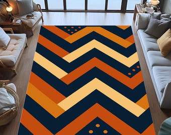 Geometric Area Rug, Mid Century Modern, Color Block Carpet
