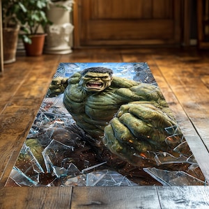 Hulk Smash Rug, Superhero Floor Mat, Boys Room Hulk Carpet, Comic Book Action Hero Rug,Kids Room Decor, Superhero Rug, Boys Room Rug