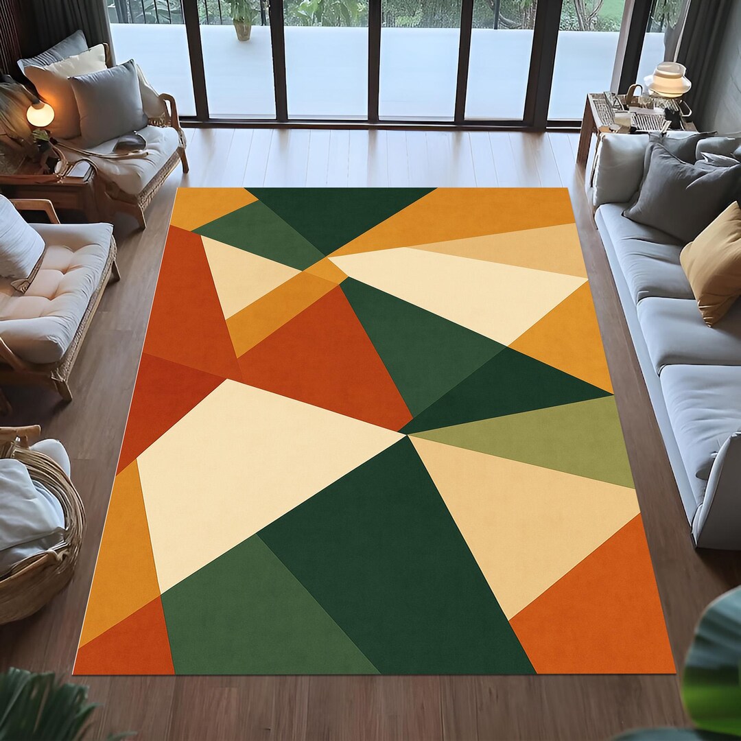 Modernism Design Rug Mid Century Modern Geometric Rug, Colorful Abstract Design - Etsy