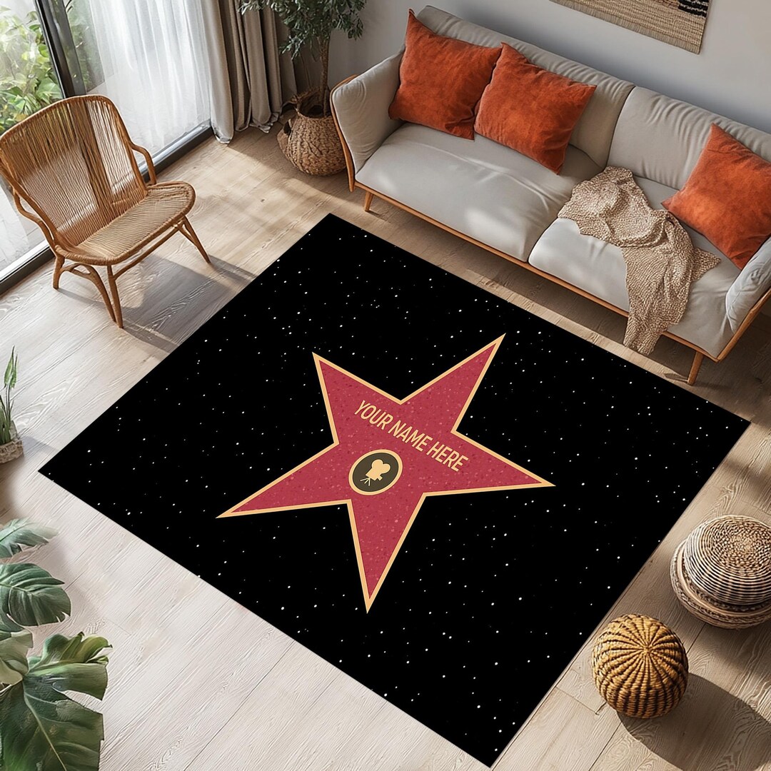 Aplinestars Rug Customizable Hollywood Star Rug, Personalized Name, Velvet Floor Mat - Etsy