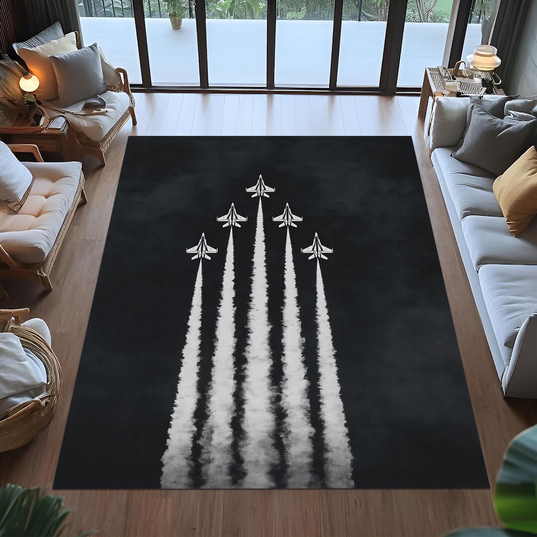 Flight Line Rug Fighter Jet Rug, Military Warplane, Flight Theme Decor - Etsy