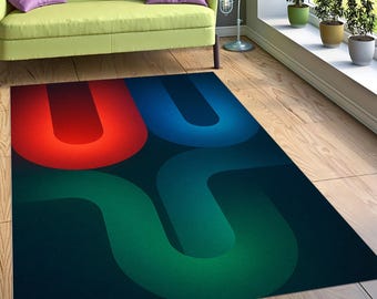 Geometric Color Block Rug, Modern Abstract Floor Mat