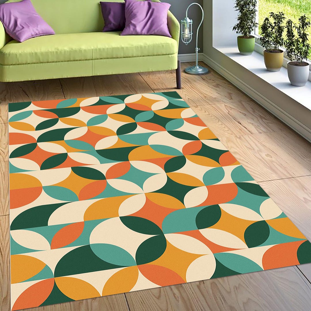 Mid Century Rug Pattern Mid Century Modern Geometric Rug, Colorful Abstract Pattern - Etsy