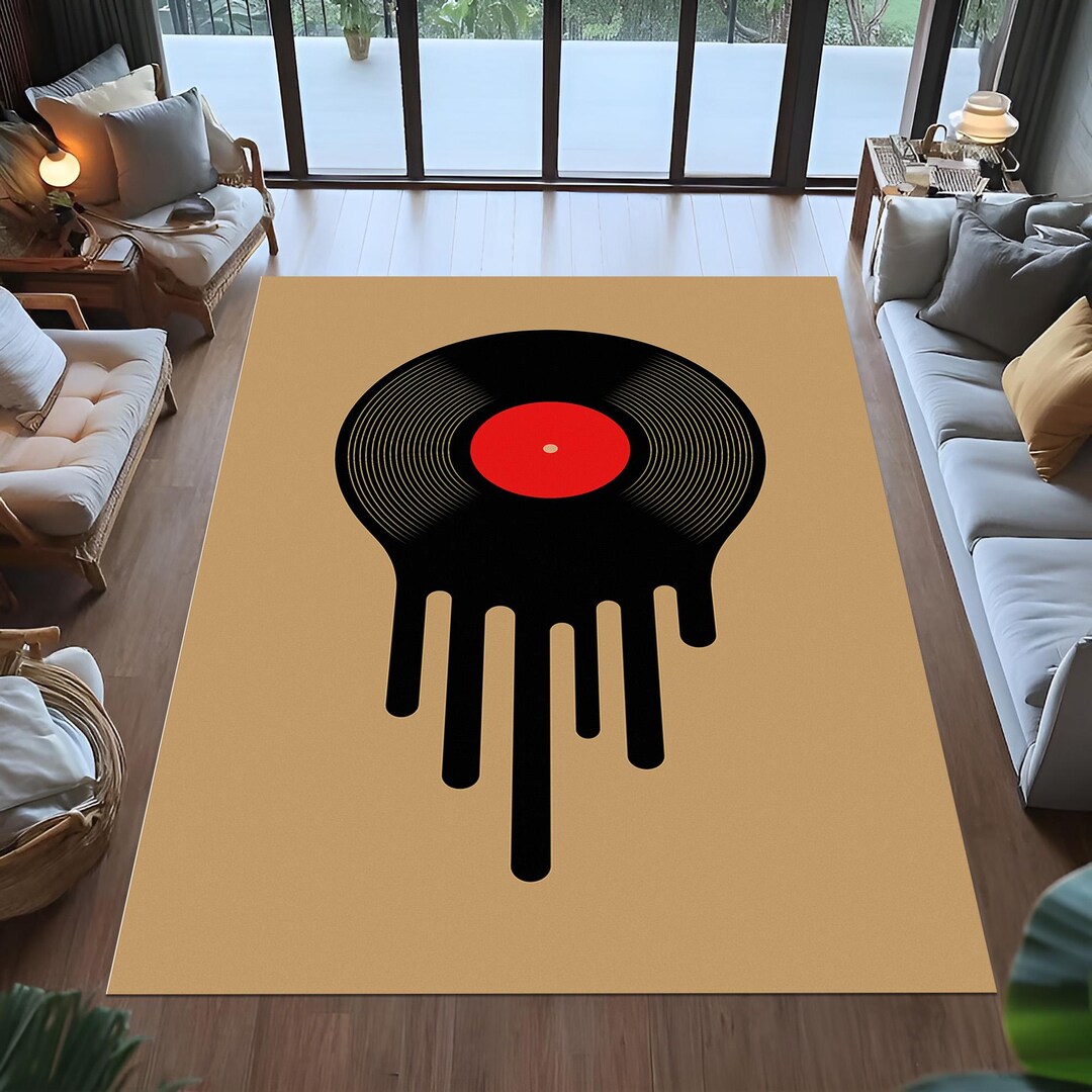 Melting Vinyl Record Rug, Retro Music Theme Rug - Etsy