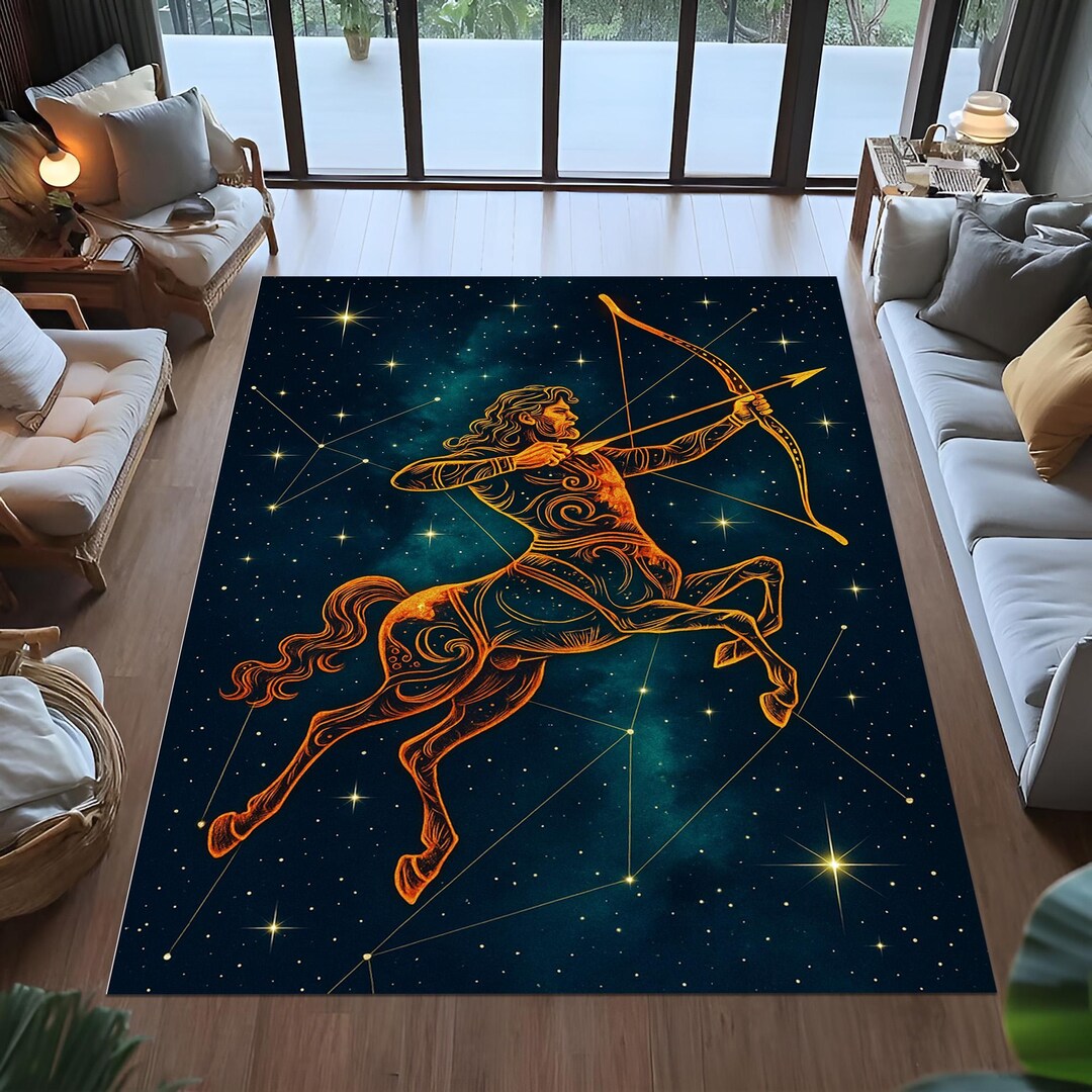 Astrological Rug Sagittarius Zodiac Rug, Astrology Centaur, Galaxy Night Sky Decor - Etsy