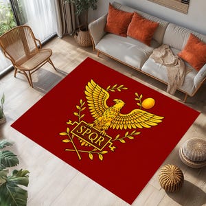 Roman Empire Rug,SPQR Rug,Flag Rug, History  Rug, Ancient Rome Rug,spqr roman eagle rug,ancient rome red gold rug,imperial legion crest rug,