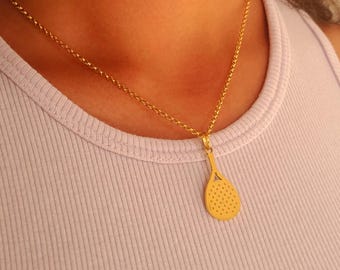 Padel Racket Pendant, 18K Gold Plated
