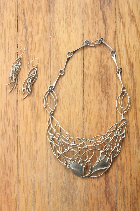 Vintage 70's Abstract Brutalist Handmade Brass Nec