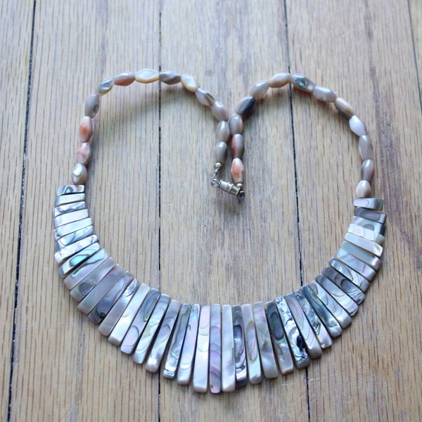 Vintage 70's Abalone Choker Necklace