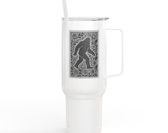 Bigfoot Floral Silhouette 40oz Tumbler with Lid | Sasquatch Engraved Design