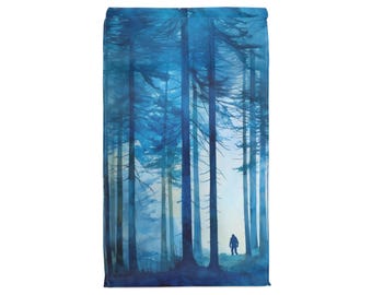 Bolsa para el almuerzo Sasquatch - Bosque azul brumoso con bolsa enrollable de Bigfoot / Poliéster
