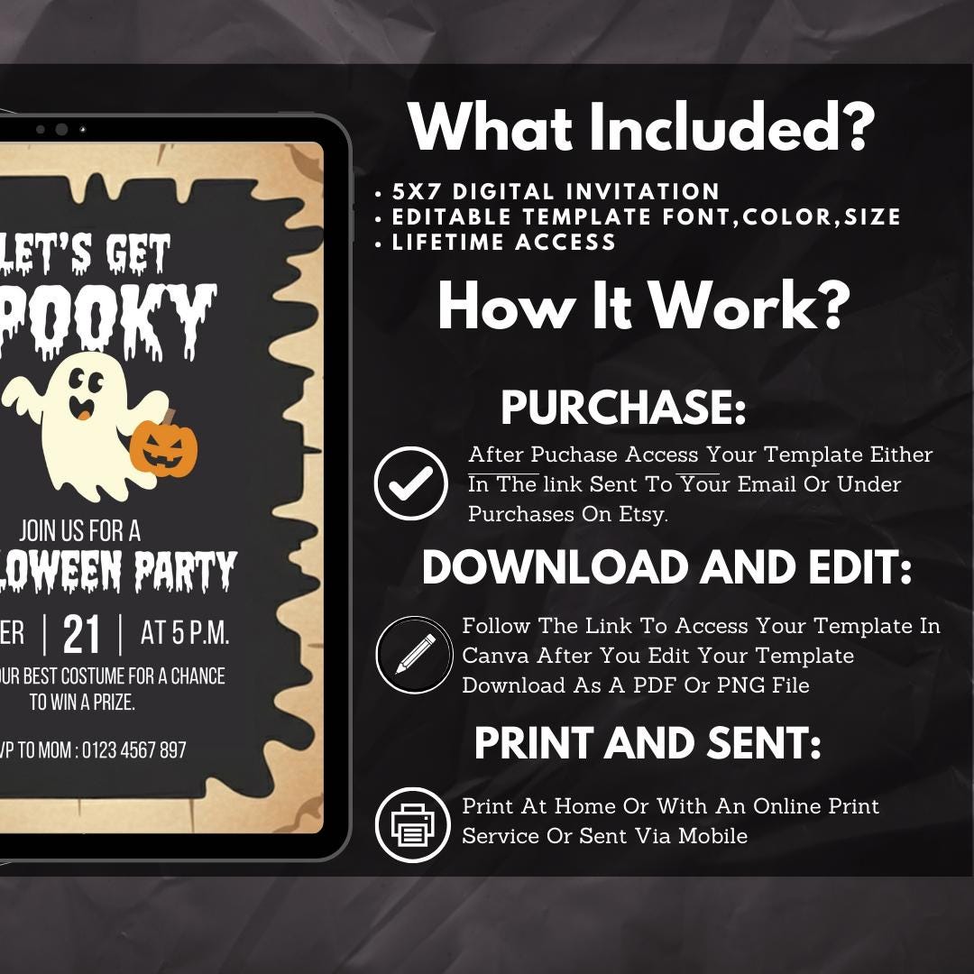 Editable Halloween Party Invitation | Spooky Pumpkin Theme