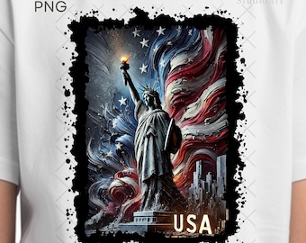 Vrijheidsbeeld, png-bestand: 4 juli patriottische clipart (digitale download)