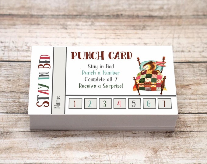 Stay in Bed Reward Card Printable Download Vintage Illustration Punch ...