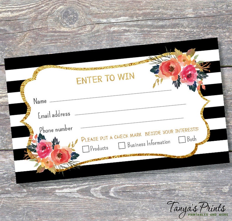Raffle Card Prize Entry Ticket WIN Form Printable | Etsy