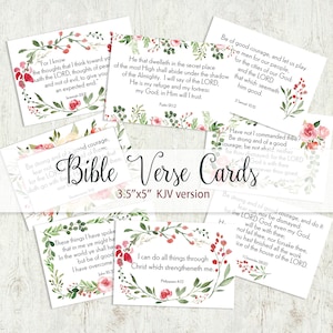 Schede con versetti della Bibbia, stampa 3,5x5, cartolina delle Scritture, pacchetto di memorie della Bibbia, set di 24, segnalibri - download stampabile - Be Brave Bundle