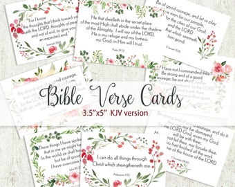 Bible Verse Cards,   3.5x5 print, Scripture Postcard, Bible memory Pack, Set of 24, Bookmarks - printable download -  Be Brave Bundle