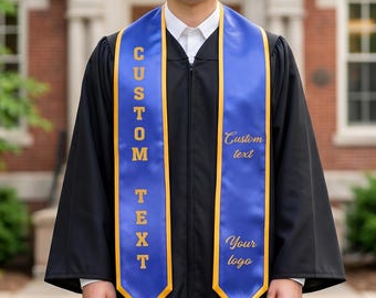 Benutzerdefinierte bestandene Stola für College High School, personalisierte Abschlussschärpe mit Logo-Text, Klasse von 2026 Senior-Zeremonie Geschenk für sie oder ihn