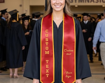Estola de graduación personalizada de la Clase de 2026, banda de graduación personalizada con texto del logotipo, regalo para estudiantes de último año de secundaria o universidad, banda de recuerdo para la ceremonia.