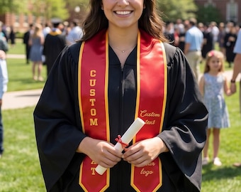Custom Graduation Stole 2026, Personalized Grad Sash With Logo Text, Class of 2026 Gift, College High School Senior Ceremony Keepsake Gift