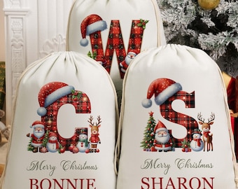 Personalized Christmas Gift Sack, Custom Name Santa Sack, Large Initial Letter Bag, Special Delivery from Santa, Kids Xmas Present Bag 2025