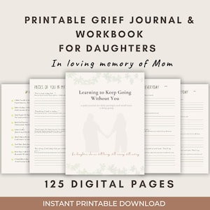 Diario de duelo para hijas / Cuaderno de trabajo sobre pérdida y sanación / Diario de sanación con apoyo / Salud mental / En memoria amorosa de mamá /