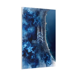 Barcelona Sagrada Familia Canvas – Abstract Cityscape Art Print | Deep Blue Modern Wall Decor | Gift for Architecture Lovers