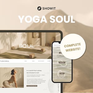 Showit Yoga Website Template, Studio & Teacher Web Design, Holistic Wellness, Calm Earth Tone Layout, Calm Yoga Teacher Template