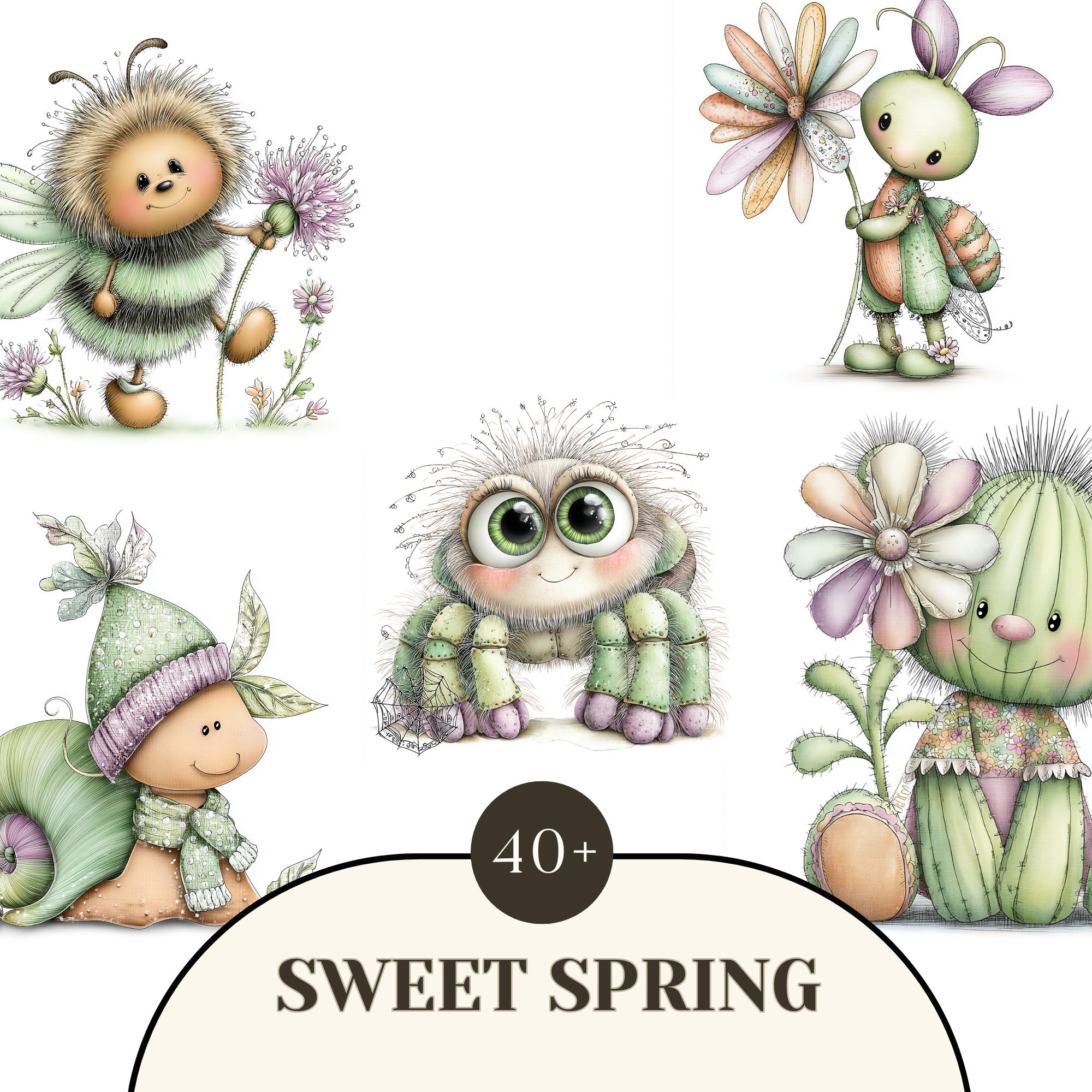 Watercolour Spring Bugs Clipart, Kids Spring Graphics, Cute Adorable ...