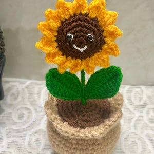 Handmade Crochet Sunflower, Poppy, Forget-Me-Not: Emotional Support Plant