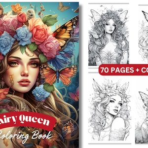 Queen Coloring Book – Magical Fantasy Fairies, Enchanted Wings, Mystical Forest Art, Whimsical Girls, Adults, Teens, Printable Pages