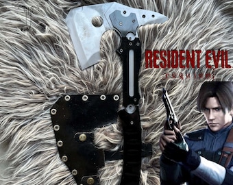 Leon Kennedy RE9 Tuned Hatchet | Resident Evil Requiem Upgraded Axe | Real Steel Full Tang | Advanced Loadout Replica | Horror Gift Him