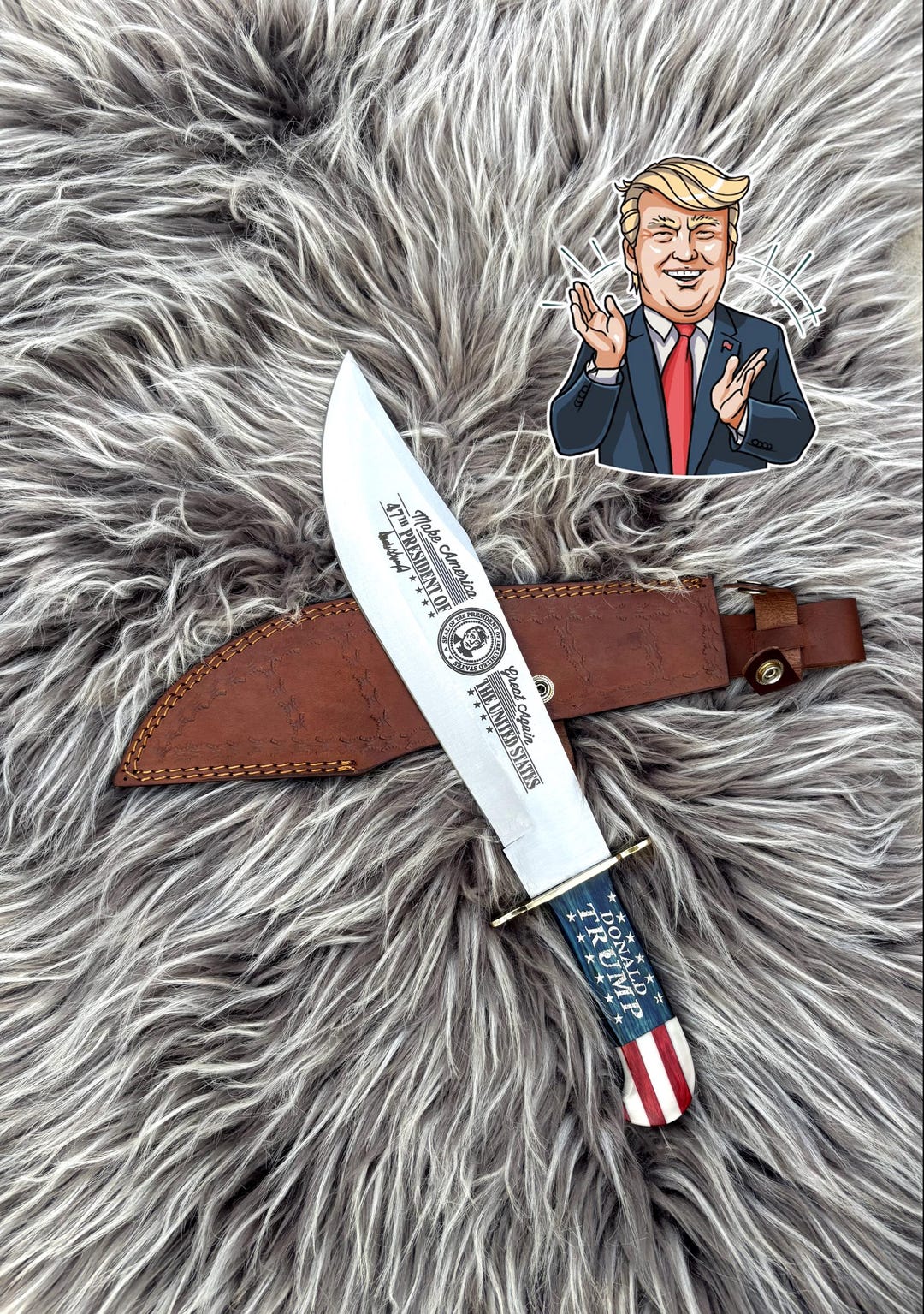 Donald Trump 47th President Bowie Knife | MAGA Engraved American