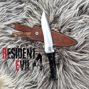 RE4 Replica Knife | Leon Kennedy&#39;s Knife | Resident Evil 4 | Custom Handmade D2 Steel | Full Tang |Movie Knife | Gift for him Christmas Gift