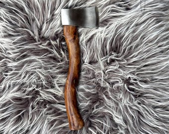 Hand-Forged Hatchet with Rosewood Handle, Small Camping Axe Gift