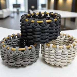 Woven Desktop Storage Basket | Rustic Office Organizer Bin | Small Fabric Storage Tray | Handwoven Non-Woven Basket for Desk Decor